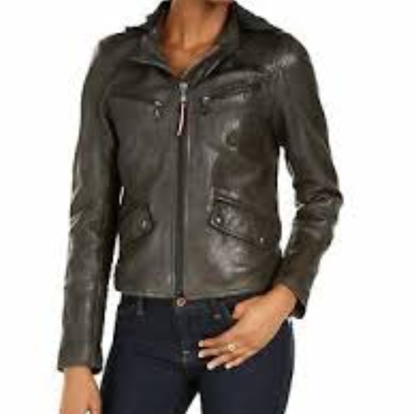 Tommy Hilfiger Leather Jacket with Knit Hood - Picture 3 of 9